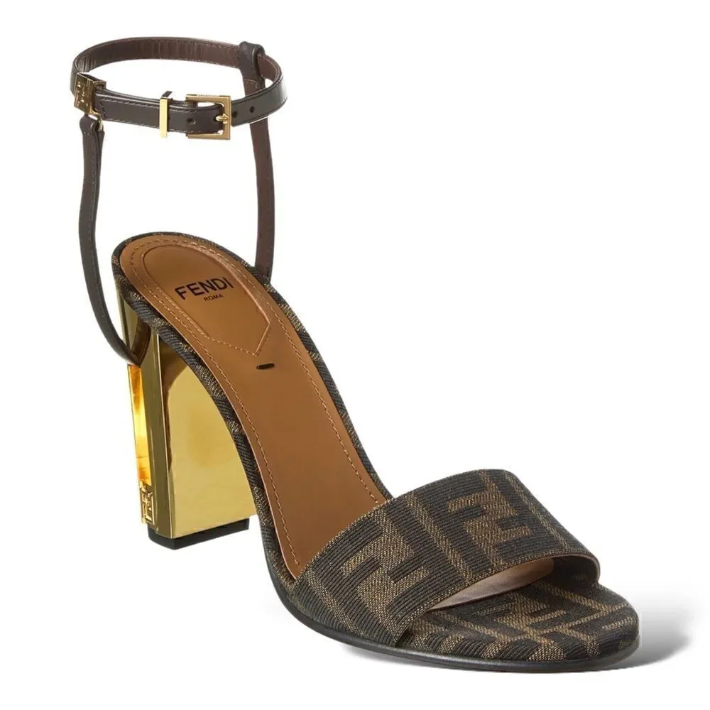 FENDI DELFINA FF & LEATHER SANDAL | Size: 38 |